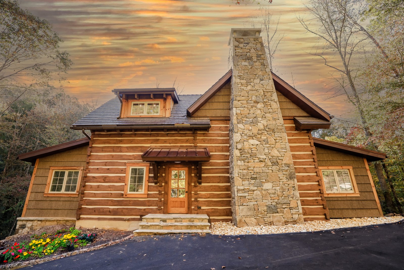 Hand-hewn log home in the Appalachian mountains