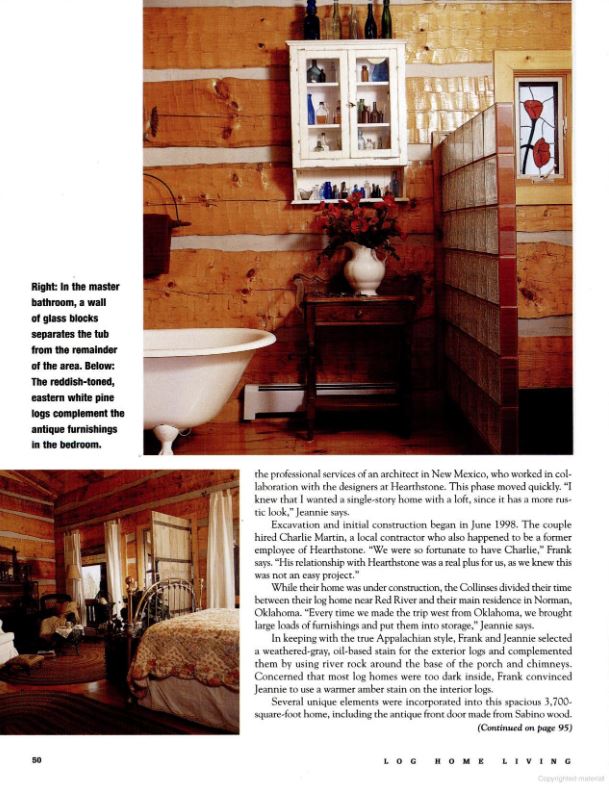 Collins Timberlake Log Home collins magazine 5 Hearthstone Homes