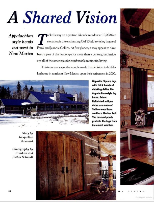 Collins Timberlake Log Home Collins magazine 1 Hearthstone Homes